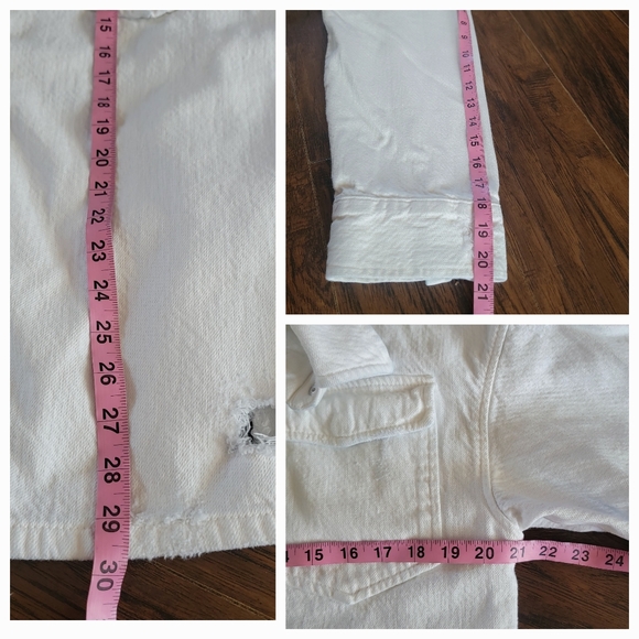 ZARA Oversized Distressed Relaxed Fit Denim Jacket Size Small Off-white‎ - Picture 11 of 15